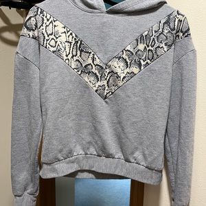 Gray hoodie with snake print